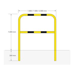 Moravia Schutzbügel für innen schwarz/gelb 1300 x 2000 mm Wandmontage mittels Einsteckhülse