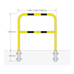 Moravia Schutzbügel für außen schwarz/gelb 1300 x 2000 mm Wandmontage mittels Einsteckhülse