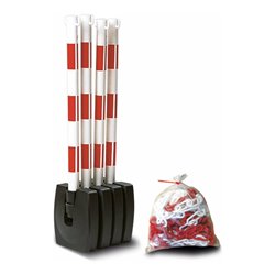 Moravia Kettenständer Set klappbar rot/weiß 4 Pfosten 50 x 900 mm + 10 m Kette 4 Stk.