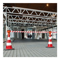 Moravia Kegel-Gurt mit ausziehbarem Absperrband 50mm x 9m rot/weiß schraffiert