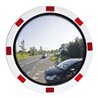 Moravia Verkehrsspiegel aus Edelstahl rund 600 mm Rahmen rot/weiß + 76er Schelle