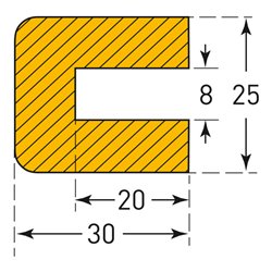 Moravia Prallschutz MORION Rechteck Profilschutz 30 x 25 x 8 mm Länge 5000 mm gelb/schwarz