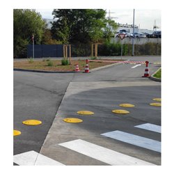 Moravia Topstoper aus Recycling, Richtgeschwindigkeit 30 kmh, gelb, D 500, H 70 mm