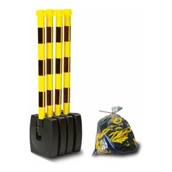 Moravia Kettenständer Set klappbar schwarz/gelb 4 Pfosten 50 x 900 mm + 10 m Kette 4 Stk.
