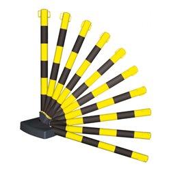 Moravia Klappbarer Kettenständer schwarz/gelb 50 x 900 mm mit 2 Kettenhaken + Fußplatte