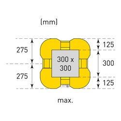 Moravia Säulenschutz aus PE gelb 1100 mm hoch für Rechtecksäulen Seitenlänge 200-300 mm