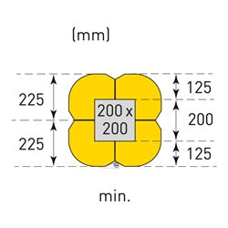 Moravia Säulenschutz aus PE gelb 1100 mm hoch für Rechtecksäulen Seitenlänge 200-300 mm