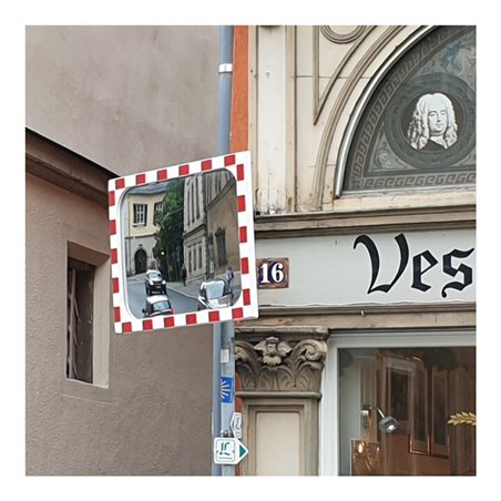 Moravia Verkehrsspiegel aus Sekuritglas 400 x 600 mm mit Heizung + 76er Schelle