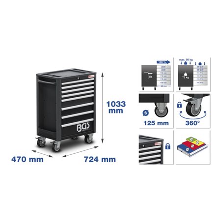 KS Tools Fahrbare Liege und Klappsitz, 1040x490mm