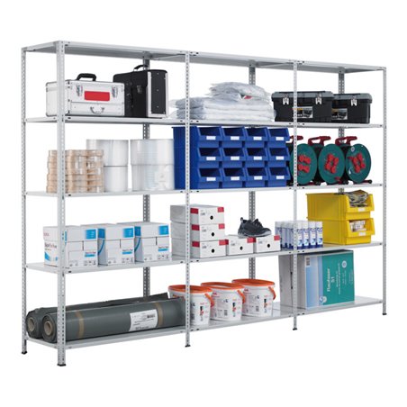 Schulte Anbauregal Schraubregal MULTIplus150 2000 x 750 x 400 mm RAL 7035 lichtgrau 5 Fachböden