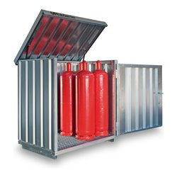 Säbu SAFE Gasflaschenbox GB 1 Verzinkt, montiert mit Gitterrostboden