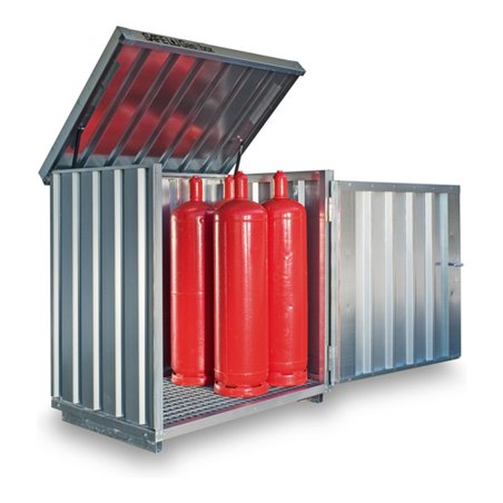 Säbu SAFE Gasflaschenbox GB 1 Verzinkt, montiert mit Gitterrostboden
