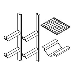 Säbu Fass- und Gitterrostregal über die halbe Breite