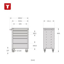STIER Werkstattwagen bestückt, 92-teilig