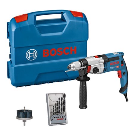 Bosch Schlagbohrmaschine GSB 24-2 mit 7-teiligem Holzbohrer-Set Lochsäge-Set