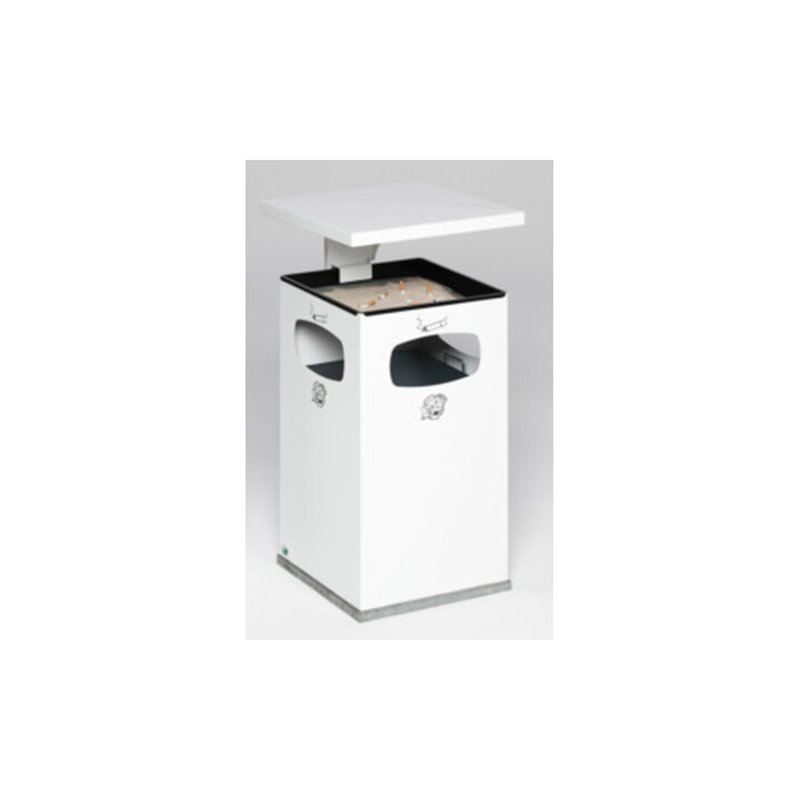 VAR Abfallsammler/Ascher B 42 mit Schutzdach inkl. Inneneinsatz weiß 72 l