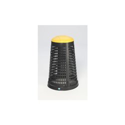 VAR Korbständer aus Kunststoff schwarz mit Klemmring und Deckel gelb 90 l