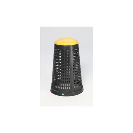 VAR Korbständer aus Kunststoff schwarz mit Klemmring und Deckel gelb 90 l