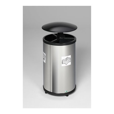 VAR Wertstoffstation 3-fach mit Dach VA poliert 90 l