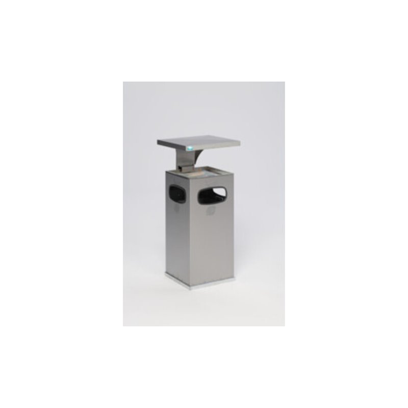 VAR Abfallsammler/Ascher B 32 mit verstärktem Schutzdach in Edelstahl-Ausführung 38 l