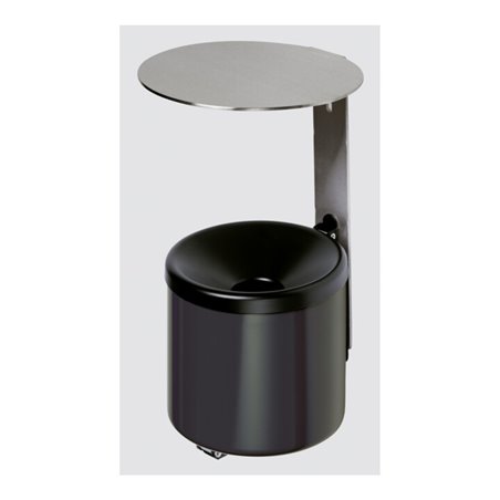 VAR Wandascher WH 10 mit Dach VA schwarz 0,6 l