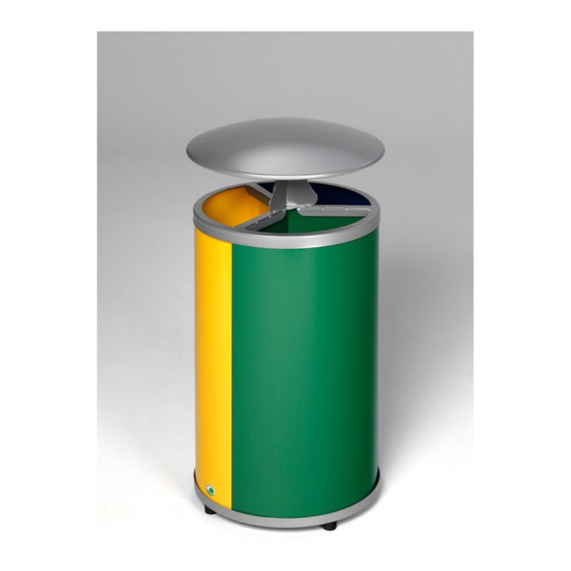 VAR Wertstoffstation 3-fach mit Dach gelb blau grün 90 l