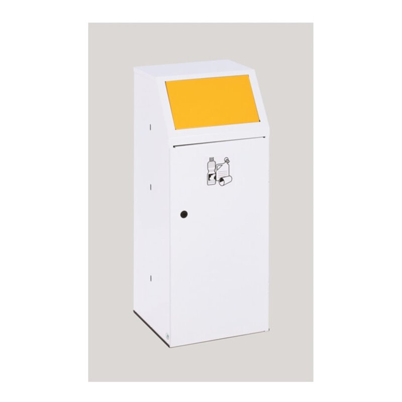 VAR Wertstoffsammler WSG 69 mit Fronttür Einwurfklappe besch. Klemmring gelb 70 l