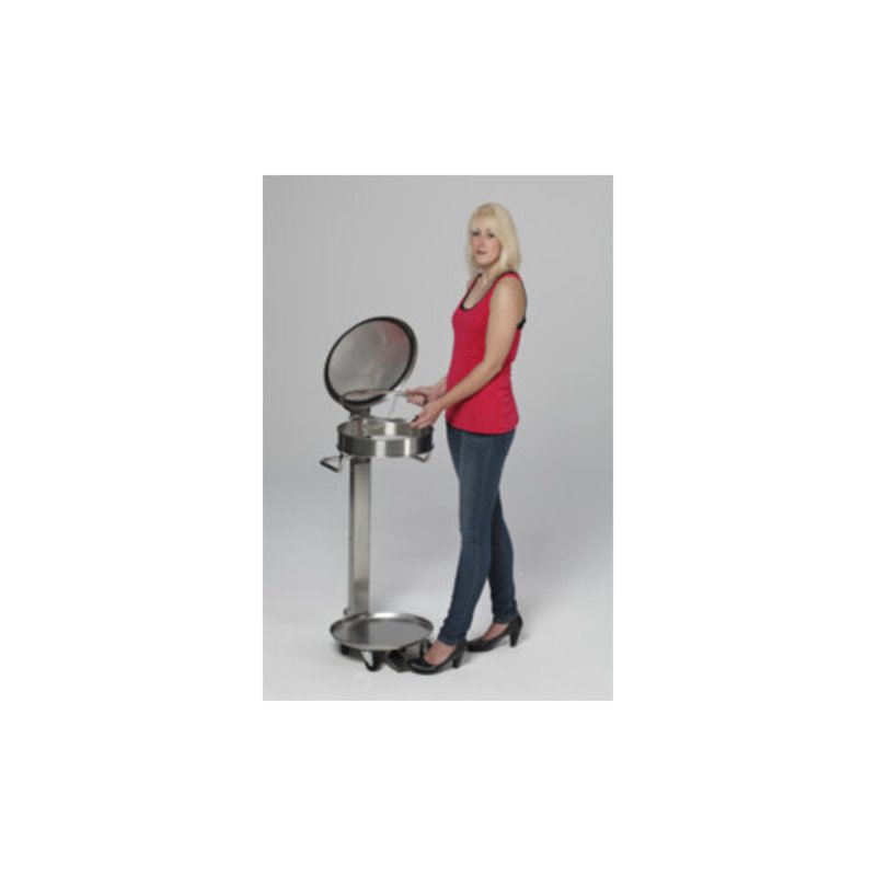 VAR Mobile Abfallsammler mit Fußpedal Edelstahl-Ausführung