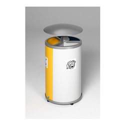 VAR Wertstoffstation 3-fach mit Dach gelb blau lichtgrau 90 l