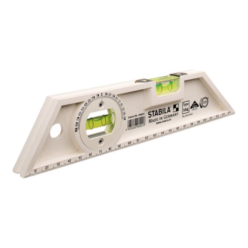 STABILA Torpedo-Wasserwaage Type 104 Allround 25 cm mit drehbarer Winkel-Libelle
