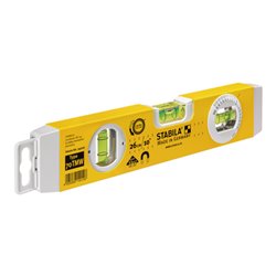 STABILA Torpedo-Wasserwaage Type 70 TMW 26 cm mit Magnetsystem und drehbarer Winkel-Libelle