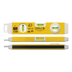 STABILA Torpedo-Wasserwaage Type 70 TMW 26 cm mit Magnetsystem und drehbarer Winkel-Libelle