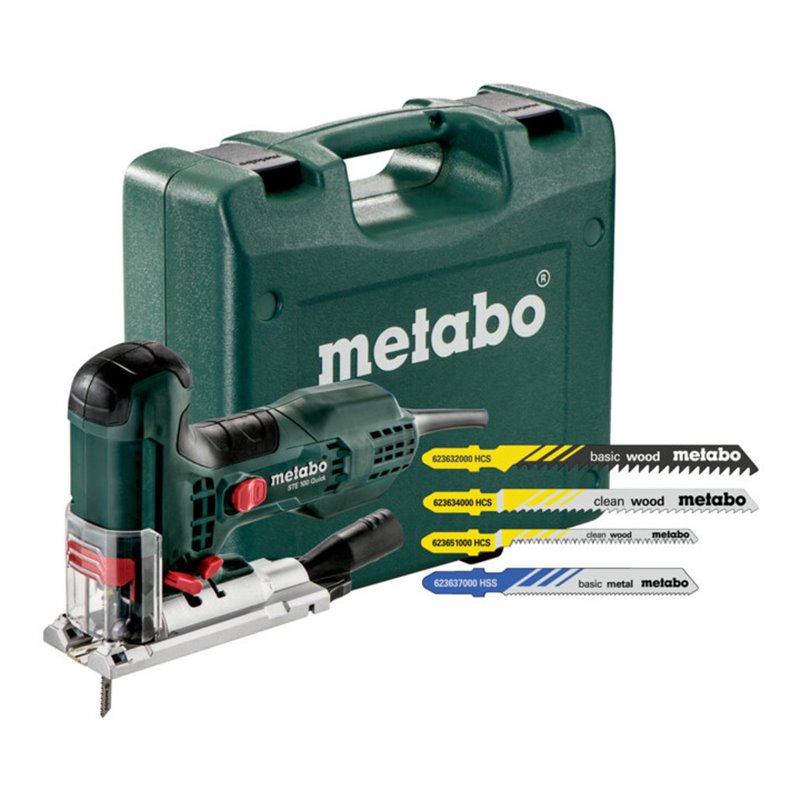 Metabo Stichsäge STE 100 Quick Set mit 20 Stichsägeblättern Kunststoffkoffer