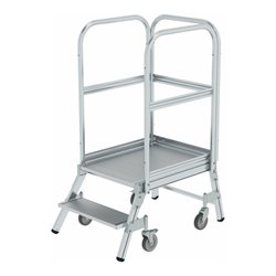 MUNK Aluminium-Podestleiter, einseitig begehbar, mit Federrollen, 2 Stufen