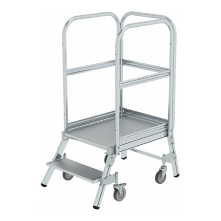 MUNK Aluminium-Podestleiter, einseitig begehbar, mit Federrollen, 2 Stufen
