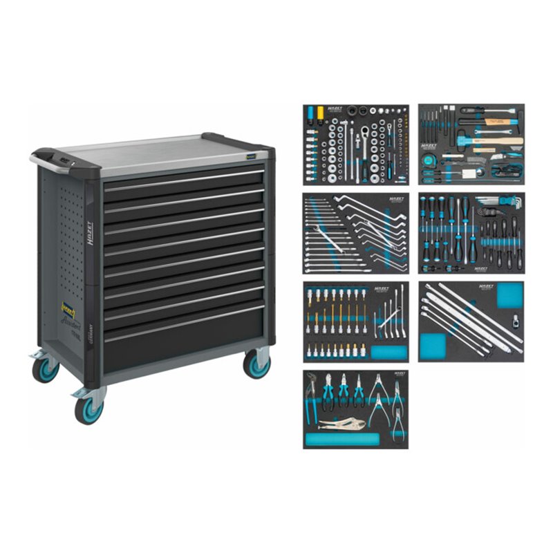 HAZET Werkstattwagen Assistent 179NXL-8-VW/243 Schubladen flach: 7 x 77 x 696 x 398 mm Schubladen hoch: 1 x 162 x 696 x 398 mm A