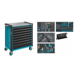HAZET Werkstattwagen Assistent 179NXL-8/317 Schubladen flach: 7 x 77 x 696 x 398 mm Schubladen hoch: 1 x 162 x 696 x 398 mm Anza