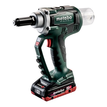 Metabo Akku-Blindnietpistole NP 18 LTX BL 5.0 metaBOX 145 L 18V 2x4Ah LiHD + ASC 55
