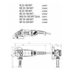Metabo Winkelschleifer WEPBA 24-180 MVT Quick mit Bremse, Schnellspannmutter, drehbarem Haupthandgriff, Totmannschalter Karton