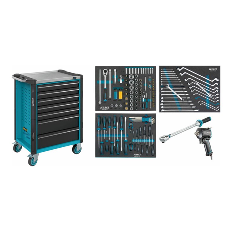 HAZET Werkstattwagen Assistent 179NX-7/137 Schubladen flach: 5 x 77 x 522 x 398 mm Schubladen hoch: 2 x 162 x 522 x 398 mm Anzah