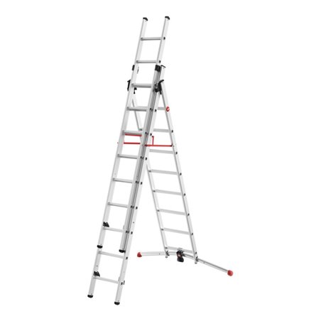 Hailo S100 ProfiLOT, Aluminium Kombileiter 3-teilig, 2x9 + 1x8  Sprossen