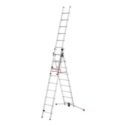 Hailo S100 ProfiLOT, Aluminium Kombileiter 3-teilig, 2x9 + 1x8  Sprossen