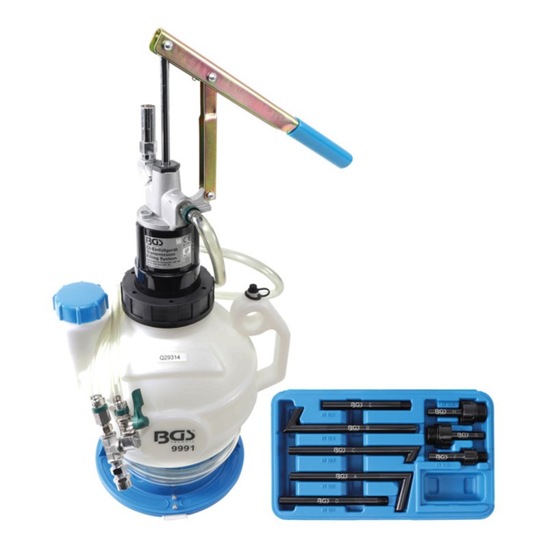 BGS Getriebeöl-Befüllgerät mit Handpumpe mit Rücklaufsystem mit 8 Adaptern 7 l