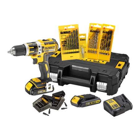DEWALT Schlagbohrschrauber-Set 18V 1,5 Ah mit Zubehör DCK795S2T-QW
