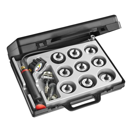 Facom Dichtigkeits-Prüfgerät für Kühlsystem, Adapter Satz im Kunststoffkoffer, 15-tlg.