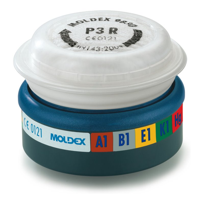 Moldex Kombifilter A1B1E1K1Hg P3 RD, für Serie 7000 + 9000, EasyLock®, organische Gase, anorganische Gase, Saure Gase, Ammoniak,