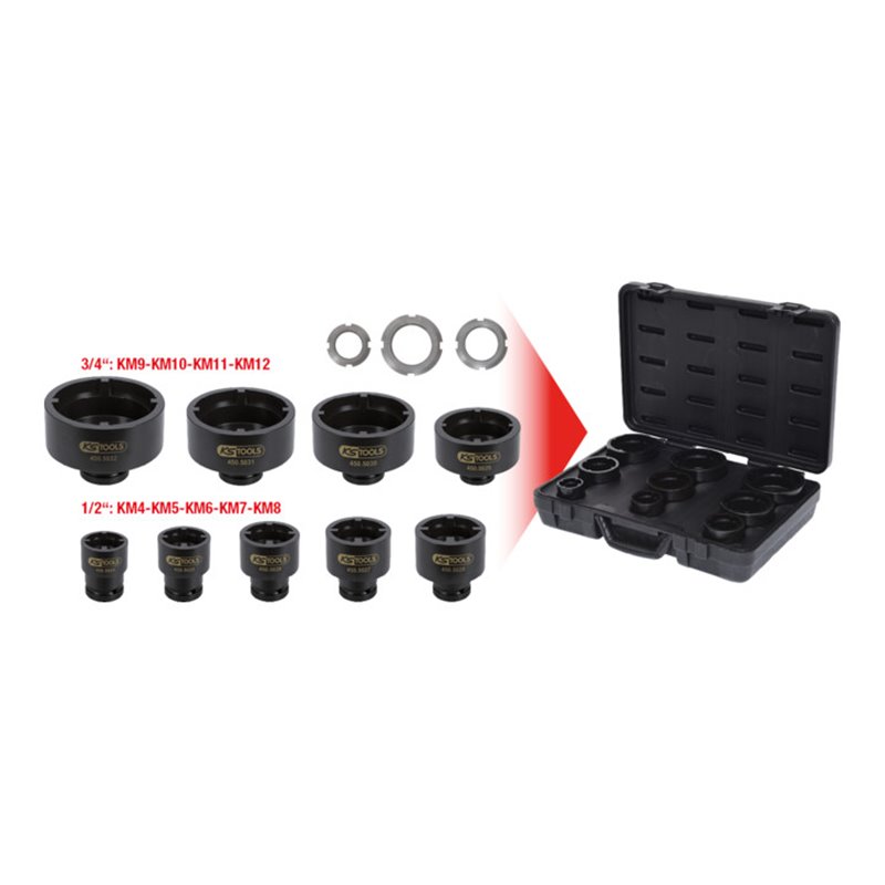 KS Tools Nutmuttern-Schlüssel-Satz, Zapfen innen liegend, 9-tlg.