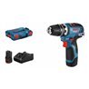 Bosch Akku-Bohrschrauber GSR 12V-35 FC mit 2 x 3,0 Ah Li-Ion Akku 1 Aufsatz L-BOXX