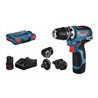 Bosch Akku-Bohrschrauber GSR 12V-35 FC mit 2 x 3,0 Ah Li-Ion Akku 4 Aufsätze L-BOXX