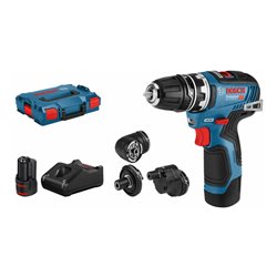 Bosch Akku-Bohrschrauber GSR 12V-35 FC mit 2 x 3,0 Ah Li-Ion Akku 4 Aufsätze L-BOXX